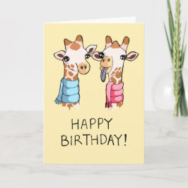Cute Giraffes Scarves Teckning Grattis på födelsed Kort