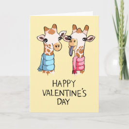 Cute Giraffes Scarves Teckning Valentinkort Helgkort