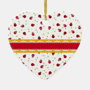Cute girda, röda, vita, svarta, dvärgkrukor julgransprydnad keramik