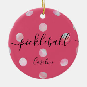 Cute Gire Rosa Pickleball Julgransprydnad Keramik