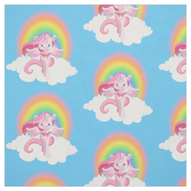 Cute Gire Rosa Unicorn Pegasus Rainbow Tyg (Provkarta)