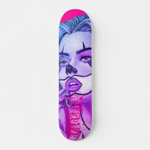 Cute Girel Clown Makeup Rosa Skateboard