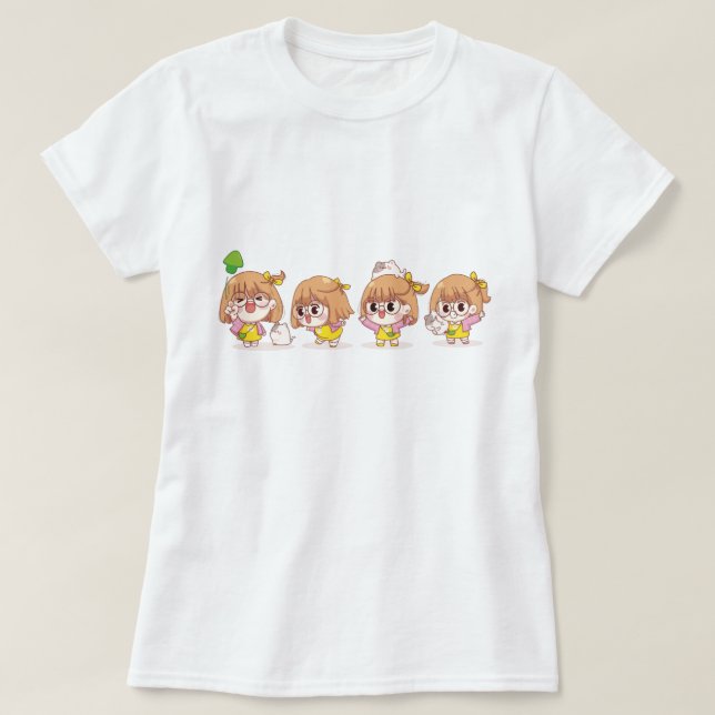 Cute Girers med katter T Shirt (Design framsida)