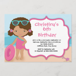 Cute Gires Beach Party Födelsedagsfest inbjudan