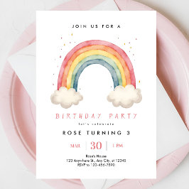 Cute Girl Abstrakt Rainbow any age Birthday Inbjudningar