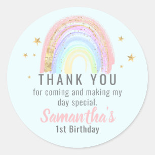 Cute Girl Abstrakt Rainbow Birthday Tack Runt Klistermärke