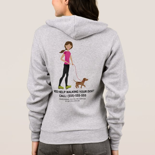 Cute Girl and A Brown Hund - Hund Walking Services T Shirt (Baksida)
