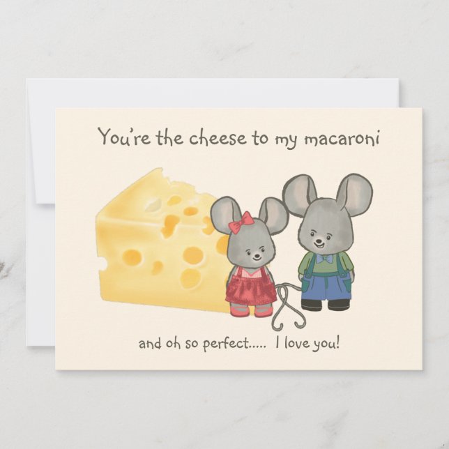 Cute Girl and Boy Mouse | Du är Cheese till min Julkort (Framsida)