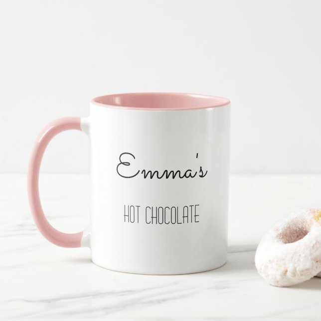 Cute Girl and Cat Personlig Hett Chocolate Namn Mugg (Med munk)