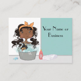 Cute Girl and Hund Bath Pet Grooming Visitkort