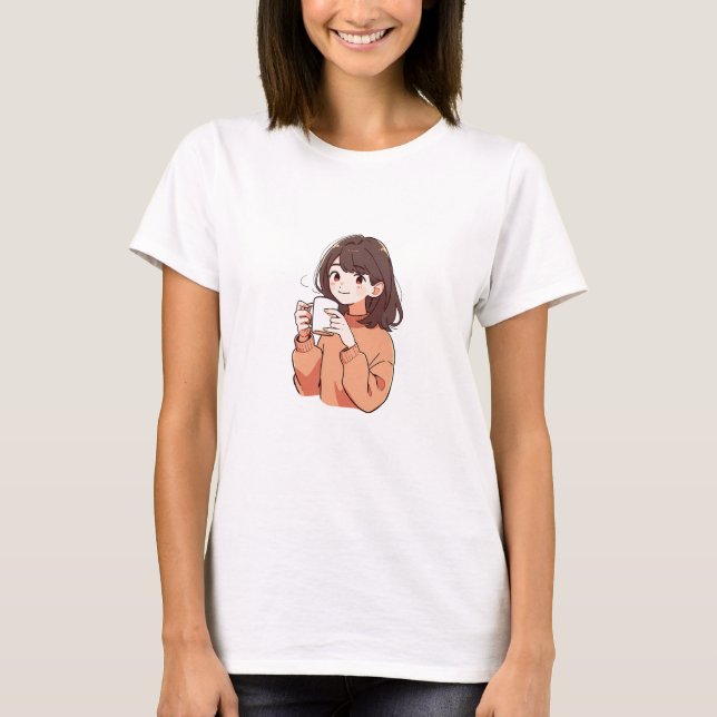 Cute Girl and Mugg T Shirt (Framsida)