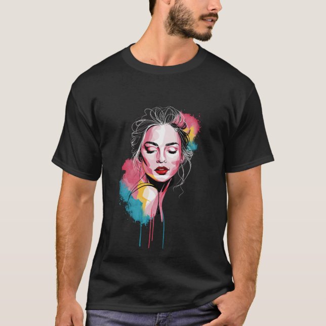 Cute Girl at Dusk - Dreamy Sunset Aesthetic T-Shir T Shirt (Framsida)