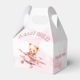 Cute Girl Baby Bear Pilot Rosa Airplan Bevalt Presentaskar