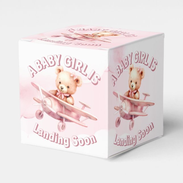 Cute Girl Baby Bear Pilot Rosa Airplan Bevalt Presentaskar (Framsidan Sidan)