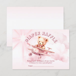 Cute Girl Baby Bear Pilot Rosa Airplan Bevalt Tilläggskort