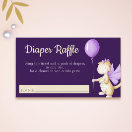 Cute Girl Baby Dragon med Balloon Diaper Raffle Tilläggskort