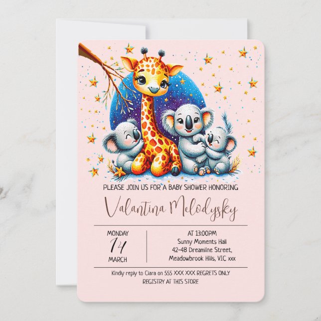 Cute girl baby shower Invitation Inbjudningar (Framsida)