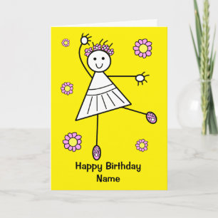 Cute Girl Ballet Dancer Birthday Kort