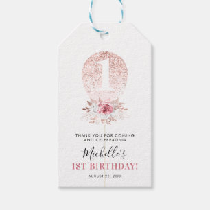 Cute Girl Balloon 1st Birthday Tack Favor Presentetikett