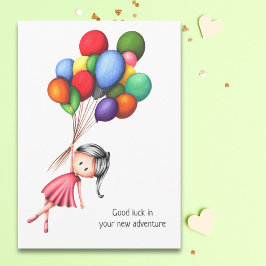 Cute Girl Balloons Farewell Hälsning Kort
