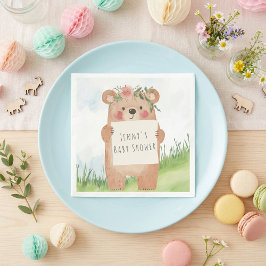 Cute Girl Bear Baby Shower rustie woodland Pappersservett