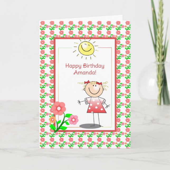 Cute Girl Birthday Card Kort (Framsida)