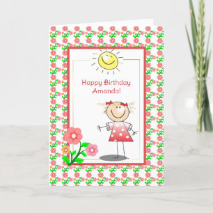 Cute Girl Birthday Card Kort
