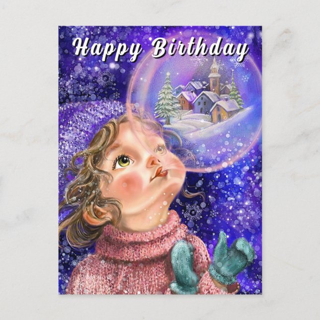 Cute Girl Birthday Card Vykort (Framsida)
