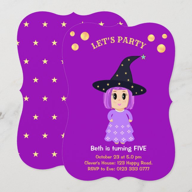 Cute Girl Birthday-inbjudan Inbjudningar (Fram/baksida)