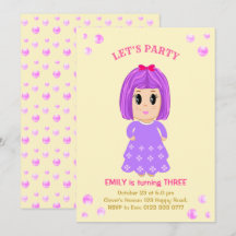 Cute Girl Birthday-inbjudan