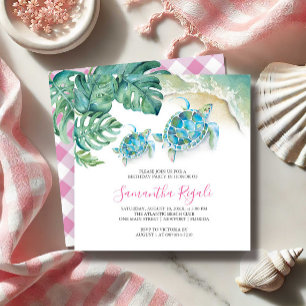 Cute Girl Birthday-inbjudningar Tropical Watercolo Inbjudningar