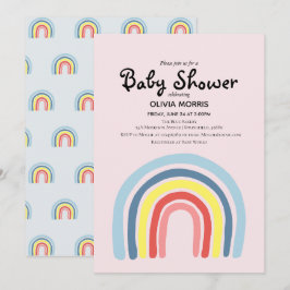Cute Girl Boho Rainbow och Namn Baby Shower Inbjudningar