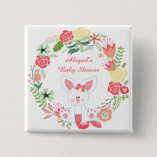 Cute Girl Bunny and Flower WandeBaby Shower Knapp
