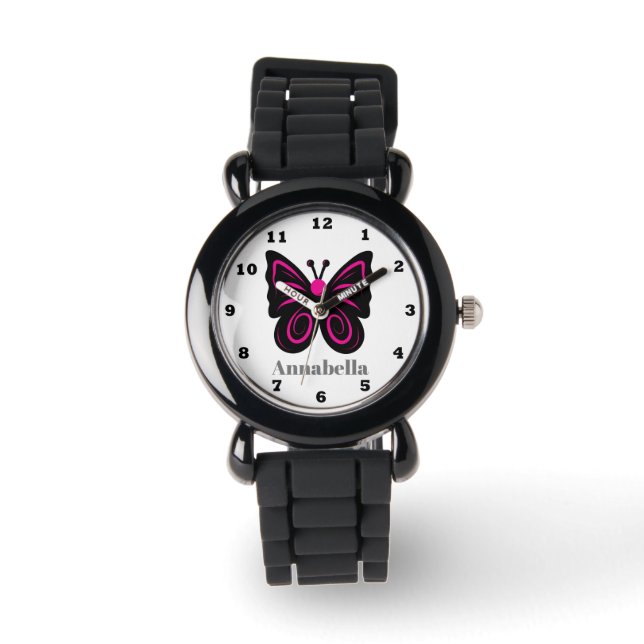 Cute Girl Butterfly add namn watch Armbandsur (Framsida)
