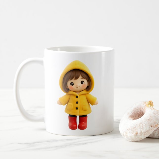 Cute girl cartoon kaffemugg (Med munk)