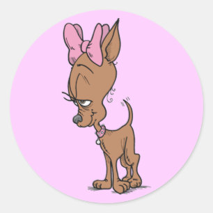 Cute Girl Chihuahua Tecknad Runt Klistermärke