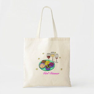 Cute Girl Dinner Tote Bag Tygkasse