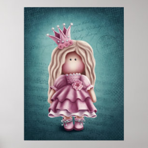 Cute Girl Doll Illustration Poster