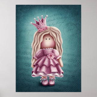 Cute Girl Doll Illustration Poster