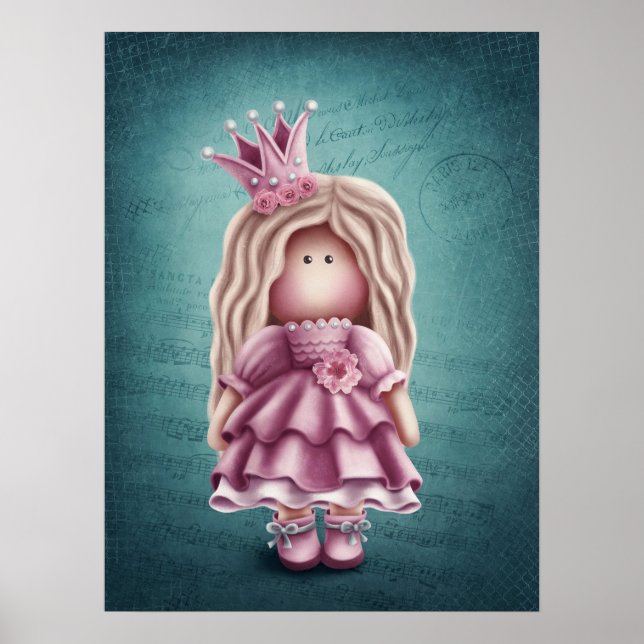 Cute Girl Doll Illustration Poster (Framsidan)