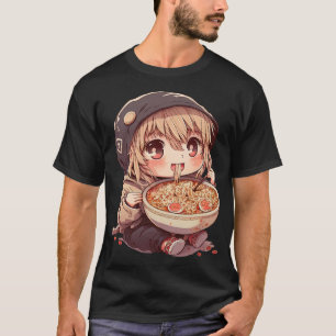 Cute Girl Eating Ramen Noodles Kawaii Anime Kids T T Shirt