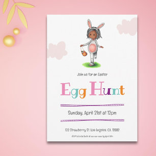 Cute Girl Egg Hunt Påsk Inbjudningar