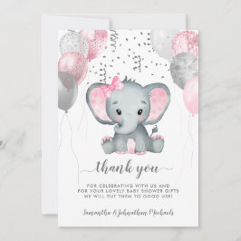 Cute Girl Elephant Balloons Drive by Baby Shower Tack Kort