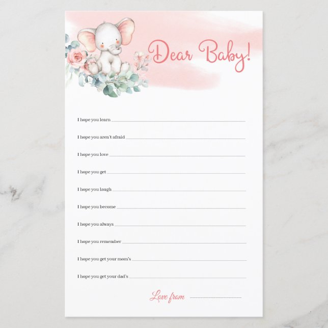 Cute Girl Elephant Eucalyptus Bästa Baby Önskemål (Framsida)