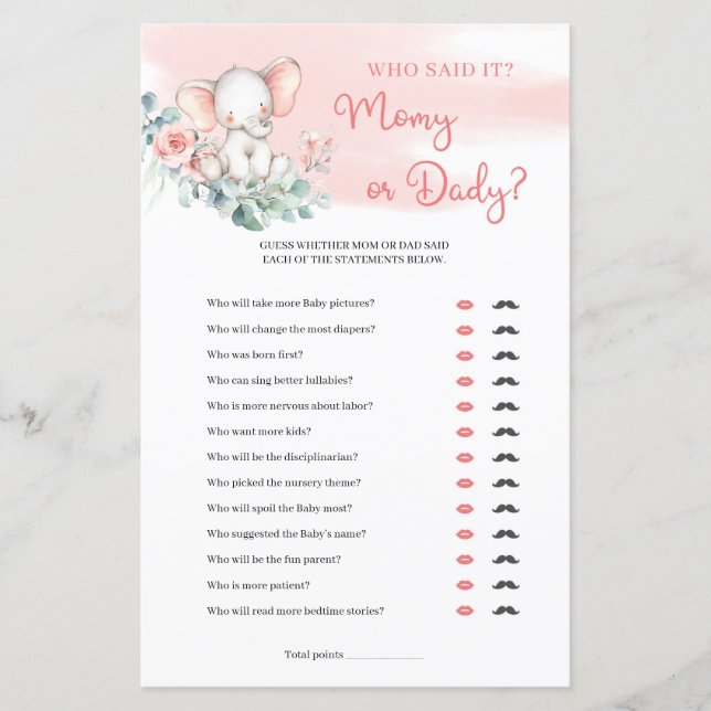 Cute girl elephant eucalyptus Mamma eller pappa (Framsida)