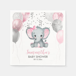 Cute Girl Elephant Rosa Balloons Baby Shower Pappersservett