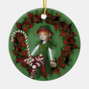 Cute Girl Elf på prydnadsföremål för andedräkt Julgransprydnad Keramik