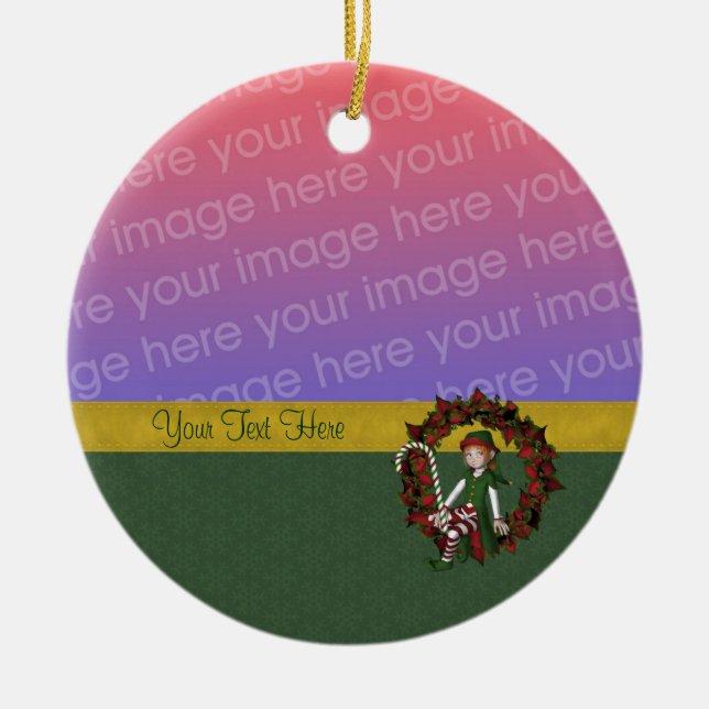 Cute Girl Elf Wandeans Helgdag Photo Ornament (Framsidan)