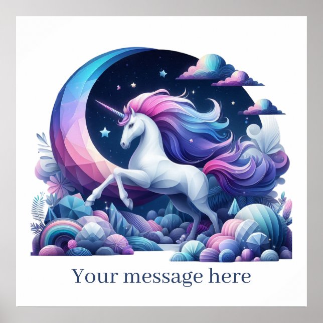 Cute Girl Fantasy Unicorn add text Poster (Framsidan)