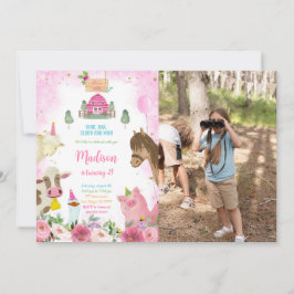 Cute Girl Farm Birthday Photo Inbjudningar